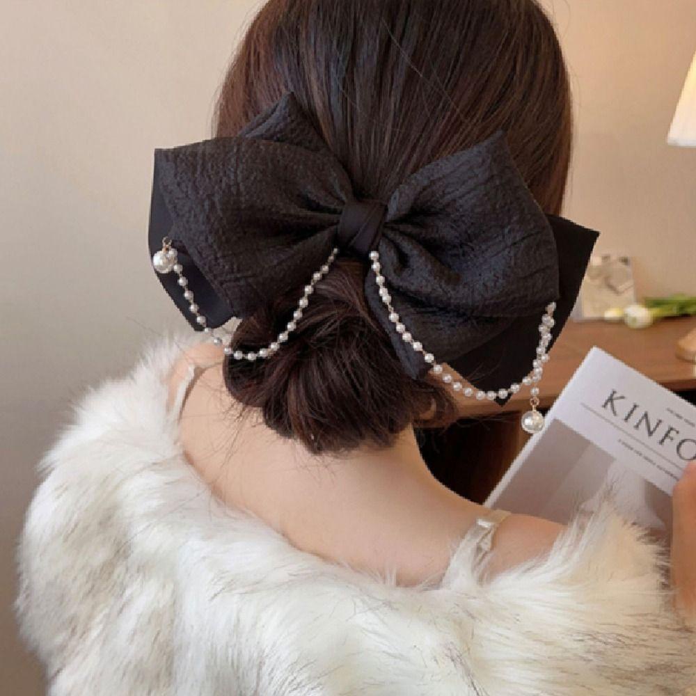 Kẹp Tóc Hình Nơ Màu Sắc Ngọt Ngào Phong Cách Vintage Cho Nữ