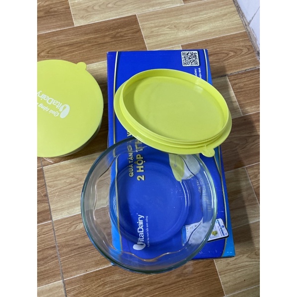 Combo 2 bát thuỷ tinh kèm nắp 12cm