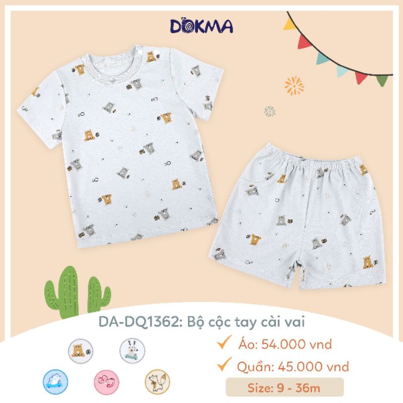 Bộ cộc tay cài vai Dokma bé trai, bé gái 6-24M