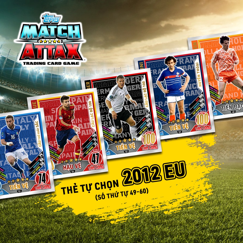 Thẻ Cầu Thủ In Match Attax 2012 Cúp Châu Âu Tự Chọn (STT 49-60)
