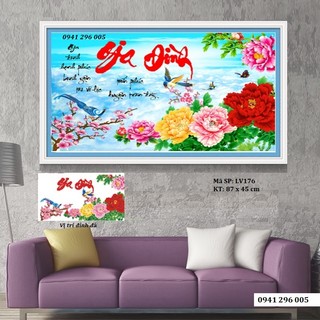 Tranh đính đá gia đình KT:87x45cm, tranh chưa đính đá và chưa khung