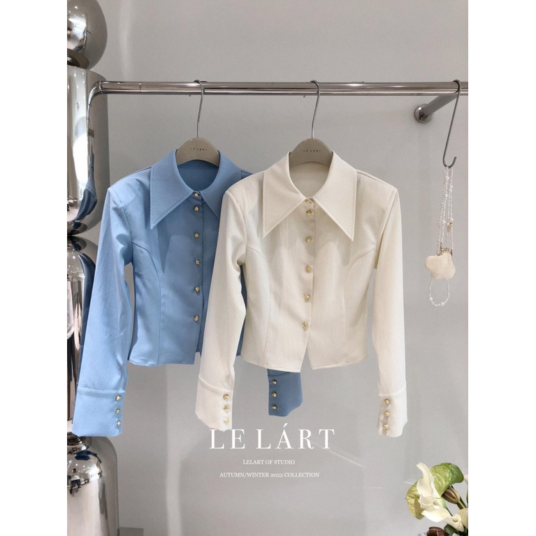 Mùa Xuân Thu Thiết Kế Ban Đầu Phong Cách Pháp Cổ Mũi Nhọn Sang Trọng Màu Trơn Đơn Ngắn Tay Dài Phong Cách Phương Tây Áo Sơ Mi Nữ