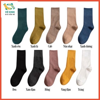Tất vớ cổ cao màu trơn basic Hàn quốc unisex thoáng khí voxinhsieure