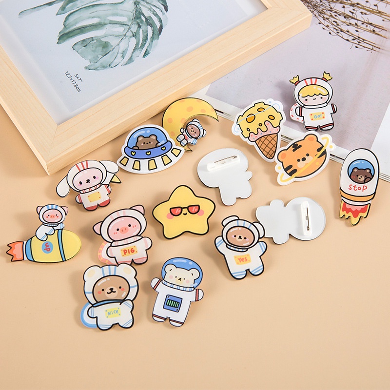 <Video Review> Huy Hiệu Phụ Kiện Cài Áo TRẠM VŨ TRỤ Pin Sticker Ghim Trâm Cài Trang Trí Balo Túi Ví Mũ Xinh Xắn C001