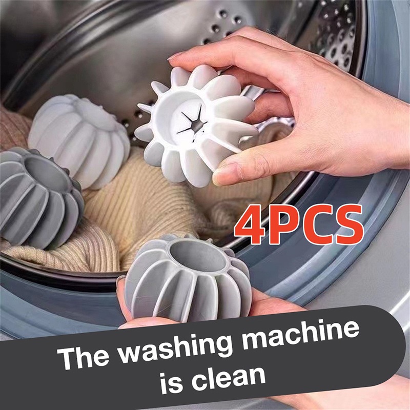 ♕4 Quả Bóng Giặt Đồ Dụng Cụ Bắt Lông Mèo Máy Giặt Bằng Silicon Có Thể Tái Sử Dụng Dụng Dụng Cụ Tẩy Lông Thú Cưng Mềm Mại Không Làm Tổn Thương Quần Áo Chống Rối Dụng Cụ Làm Sạch Quần Áo HSU
