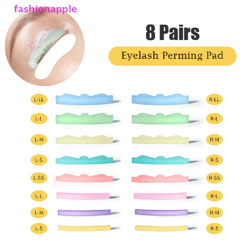 Bộ 8 Cặp Đệm Silicone Uốn Cong Lông Mi Tái Sử Dụng Linh Hoạt