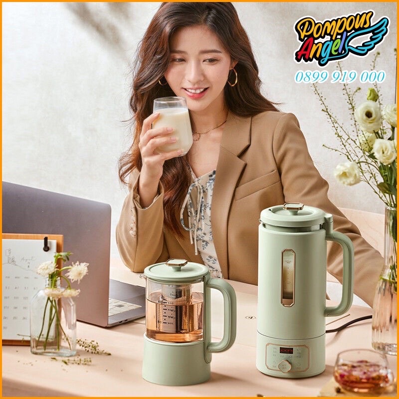 Máy làm sữa hạt kèm bình trà dưỡng sinh BEAR DJJ-B05Q2 màu xanh bảo hành 12 tháng