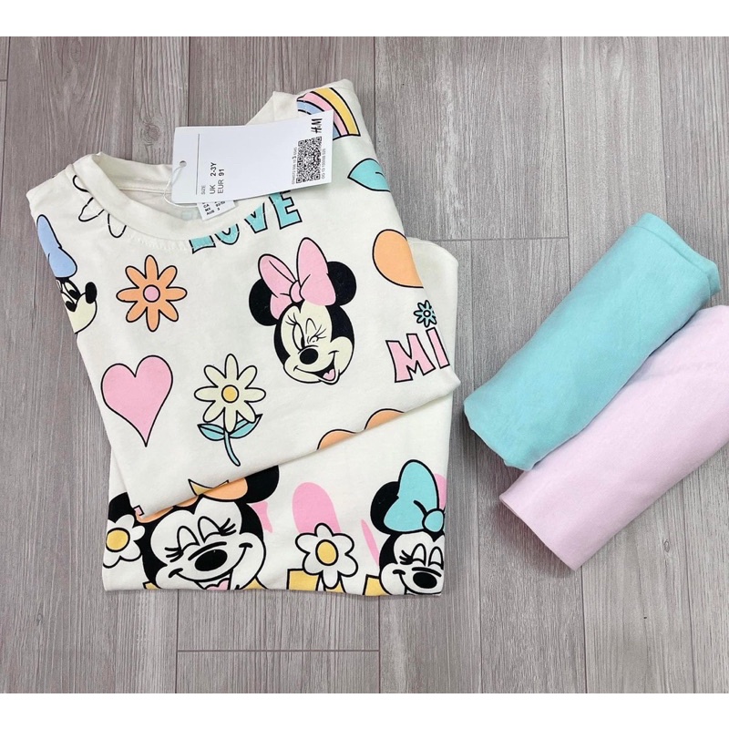 Set 2 bộ Mickey mini màu xanh và Hồng cho bé