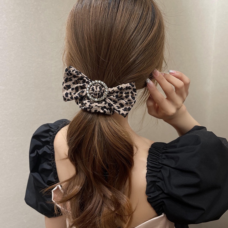 Dây Cột Tóc Cao Su Co Giãn In Họa Tiết Da Báo Thời Trang Cho Nữ