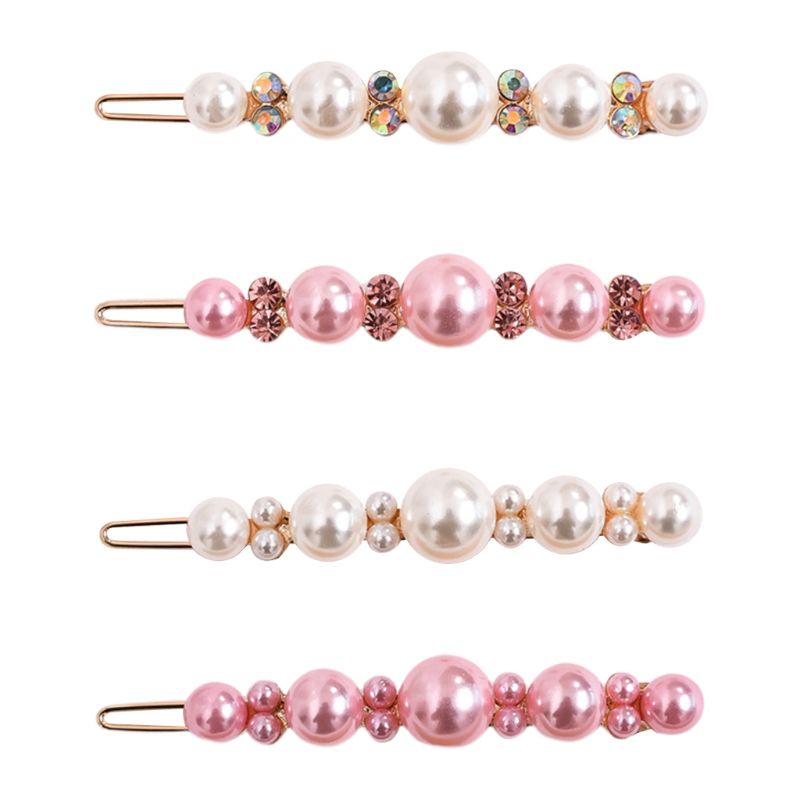 Kẹp Tóc Đính Hạt Ngọc Trai Giả Màu Hồng / Trắng Ngọt Ngào Phong Cách Hàn Quốc Cho Nữ