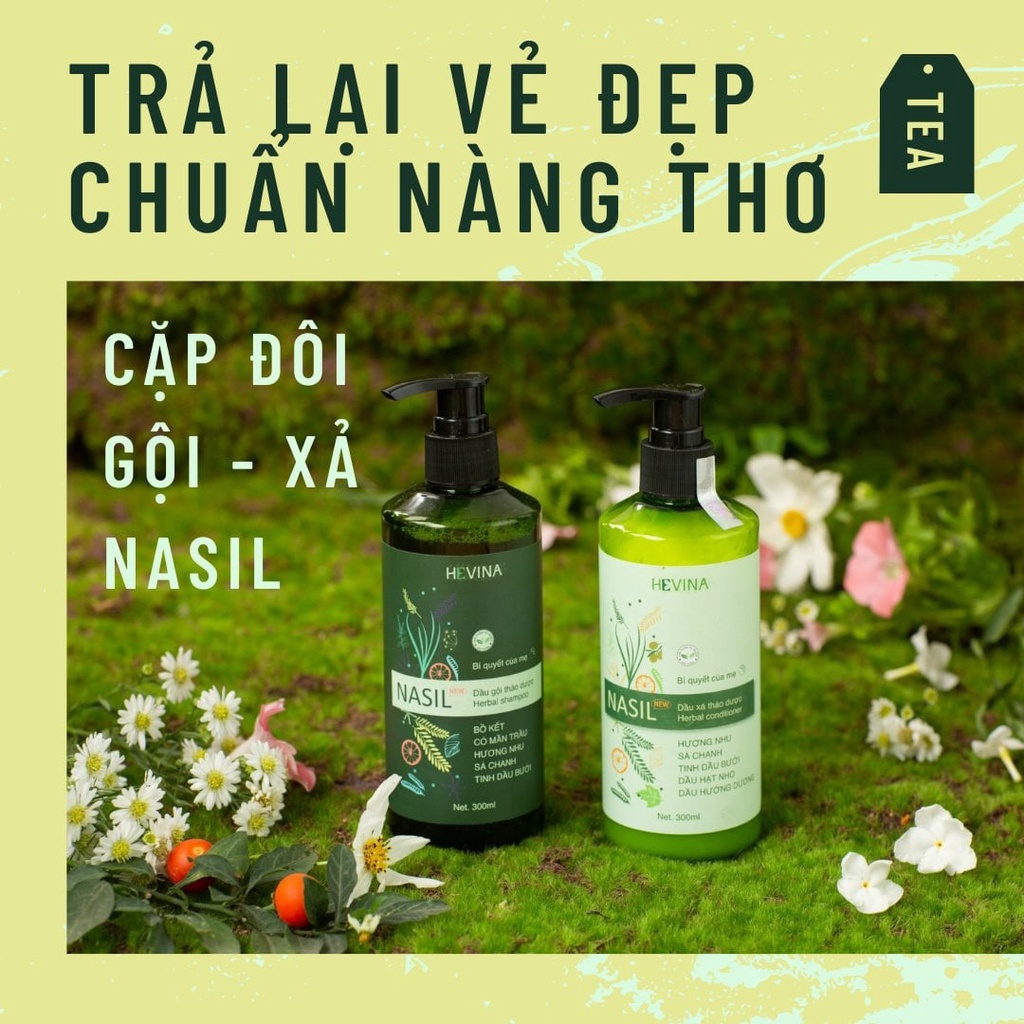 Combo Dầu Gội Xả Bồ Kết Hương Nhu Nasil HEVINA 300ml