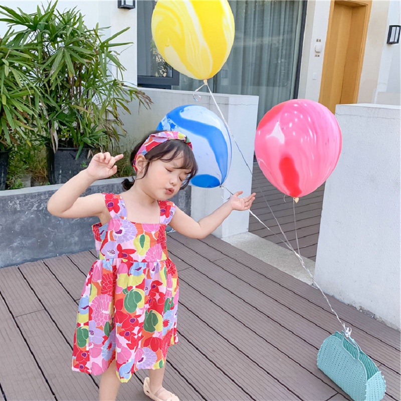 Đầm đi biển IQ ANGEL phong cách Hawaii thời trang mùa hè cho bé gái 3-8 tuổi