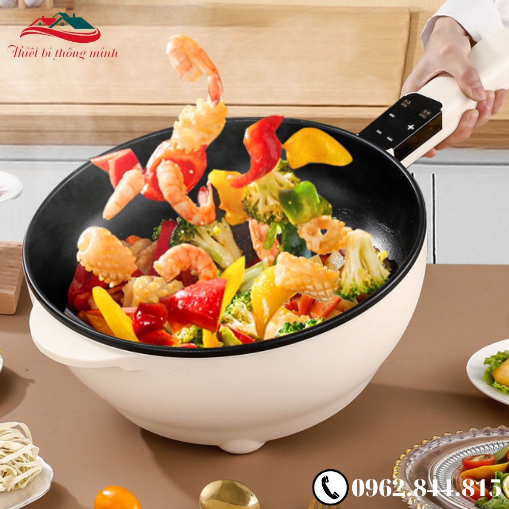 Chảo điện đa năng chống dính tích hợp nhiều chức năng kèm theo vỉ hấp, Nồi điện đa năng dung tích 4-6L cho gia đình