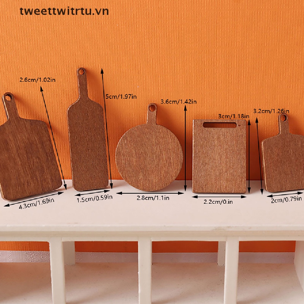 Bộ 5 Thớt Cắt Bánh Mì Tỉ Lệ 1: 12 Dùng Trang Trí Nhà Búp Bê