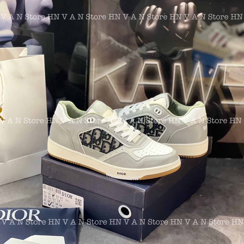 Giày Thể Thao DIOR Bằng Da Thật Thắt Dây Đế Bệt B27 GIÀY DIOR B27 Oblique Galaxy Low Top Cao Cấp