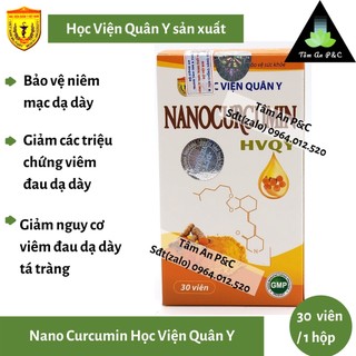 Nano Curcumin Học Viện Quân Y hộp 30 viên- Giảm viêm đau dạ dày, đẹp da, tăng cường sức khỏe- CHÍNH HÃNG HVQY-