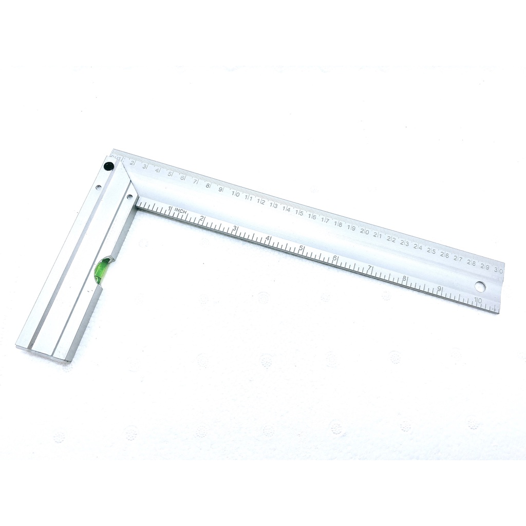 Thước ke góc vuông nhôm Kapusi Nhật Bản 30cm thiết kế nivo, nhôm trắng chống gỉ