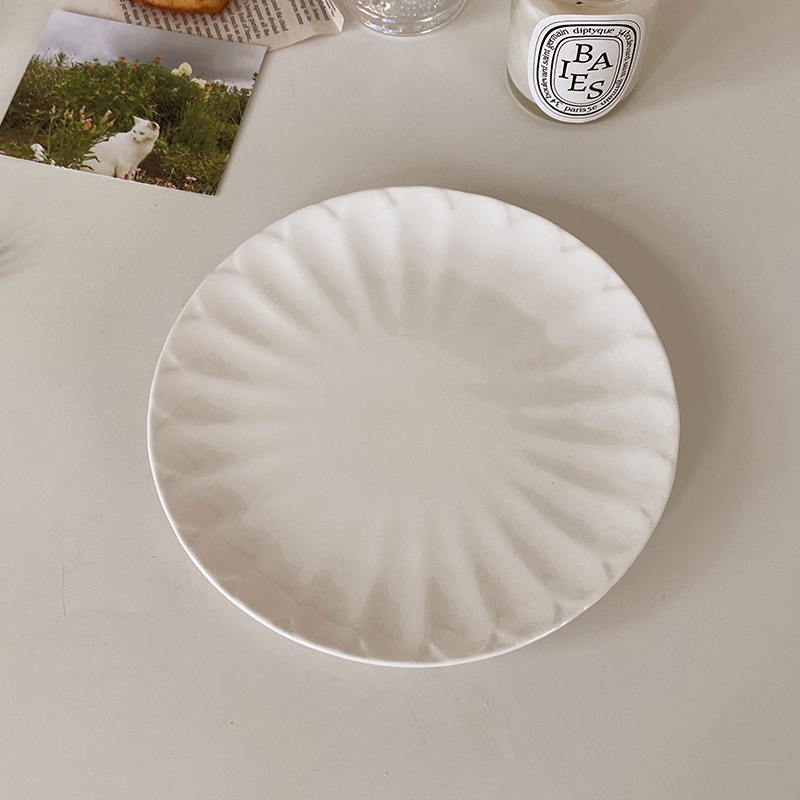 [HCM] đơn giản phong cách hàn quốc hoa văn hoa cúc đĩa gốm đĩa cổ điển đĩa tráng miệng，dĩa đựng hoa quả (8inch)