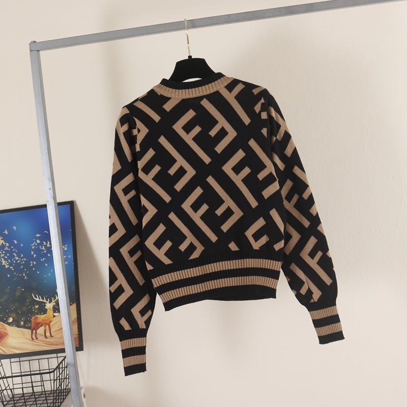 Hàng Có Sẵn!Fend!Áo Khoác Cardigan Dệt Kim Dáng Rộng Thiết Kế Mới Năng Động Thời Trang