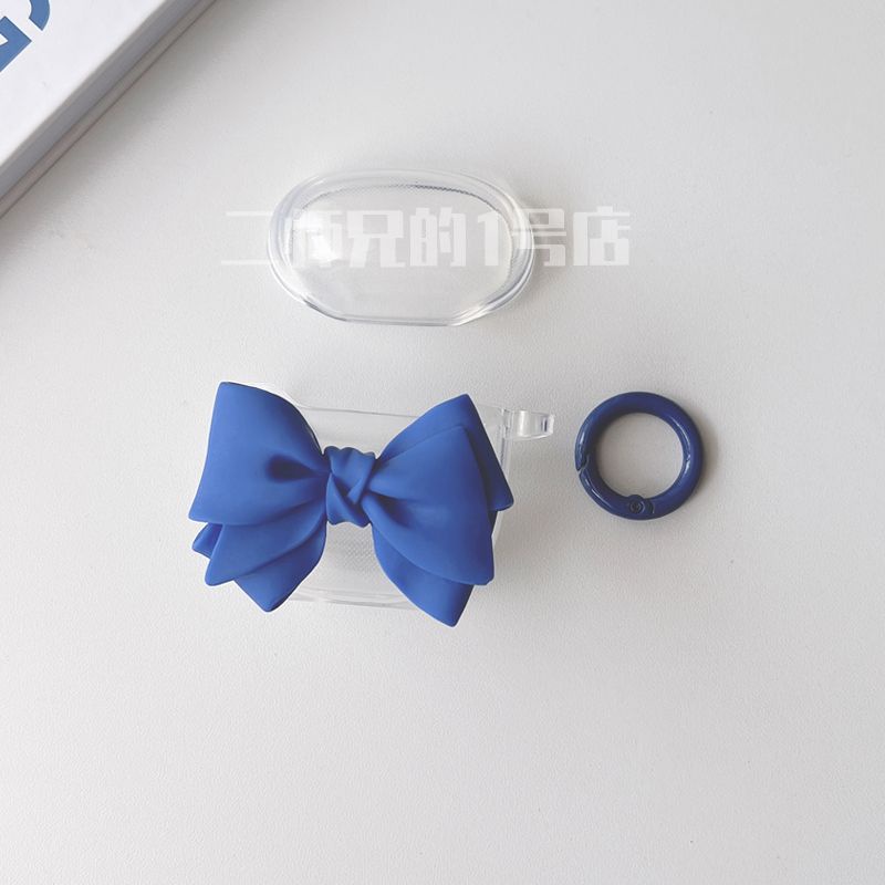 Hàng Sẵn Sàng! Vỏ Bảo Vệ Hộp Sạc Tai Nghe Remax TWS 19 Ba Chiều Đính Nơ Màu Xanh Dương Đậm