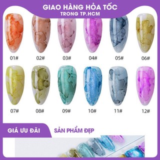 Sơn cồn loang nhũ tạo vân đá nail 0990