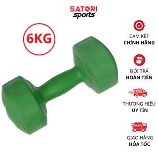 Tạ tay nhựa 6kg loại 1 có lõi thép chống gãy , quả tạ tập tay bọc nhựa đã nhồi giá rẻ - SATORI SPORT