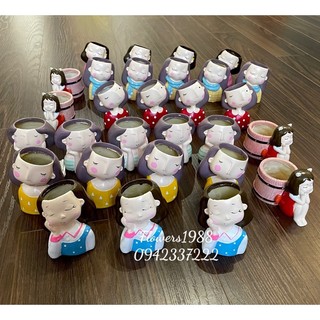 Bình hoa cô gái Gốm Xinh decor Cô gái cắm hoa,ôm hoa Lọ hoa trang trí.