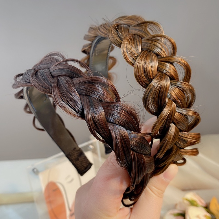 Băng Đô Cài Tóc Giả Thắt Bím Chống Trượt Phong Cách Hàn Quốc Cho Nữ