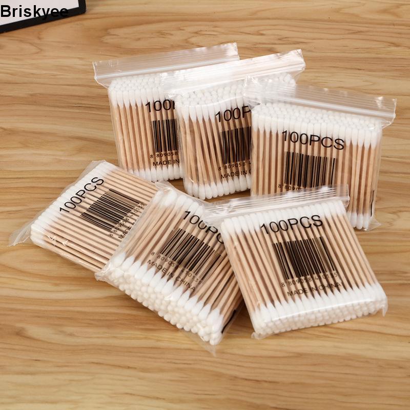 🎶Tăm bông 100 que thân gỗ ngoáy tai ,nặn mụn
