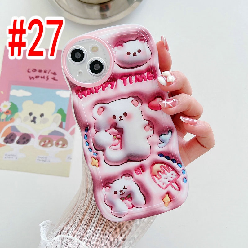 VIVO V27 V27E Y36 Y02 Y22 Y22S Y35 4G Y21 Y33S Y21S Y21T Y33T Y21A Y20 Y20i Y20S Y12A Y12S 2021 5G Y76 Y16 Y15S Y15A Y50 Y30 Y30i Y17 Y12 Y15 2020 Y3S Y19 Y95 Y93 Y91 Y91i Y91C V23 V25 V25E V23E Pro Wave Edge Visual 3D Cartoon Bear Flower Soft Case STB 27