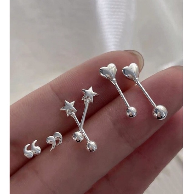 Bông tai sao, tim chốt bi, dấu phẩy 30% bạc