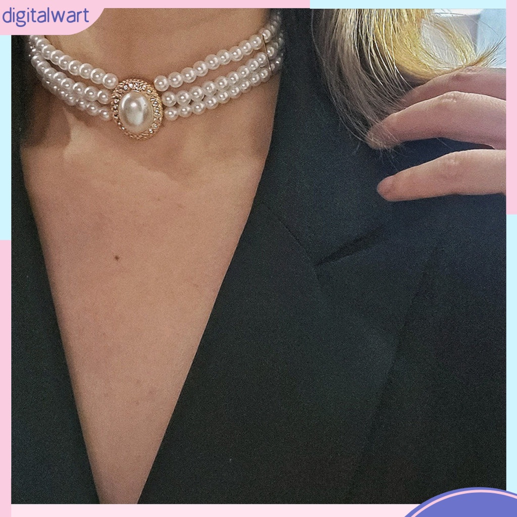 [DIWA] Vòng Cổ Choker Đính Kim Cương Giả Ngọc Trai Giả Thanh Lịch Có Thể Điều Chỉnh Cho Nữ