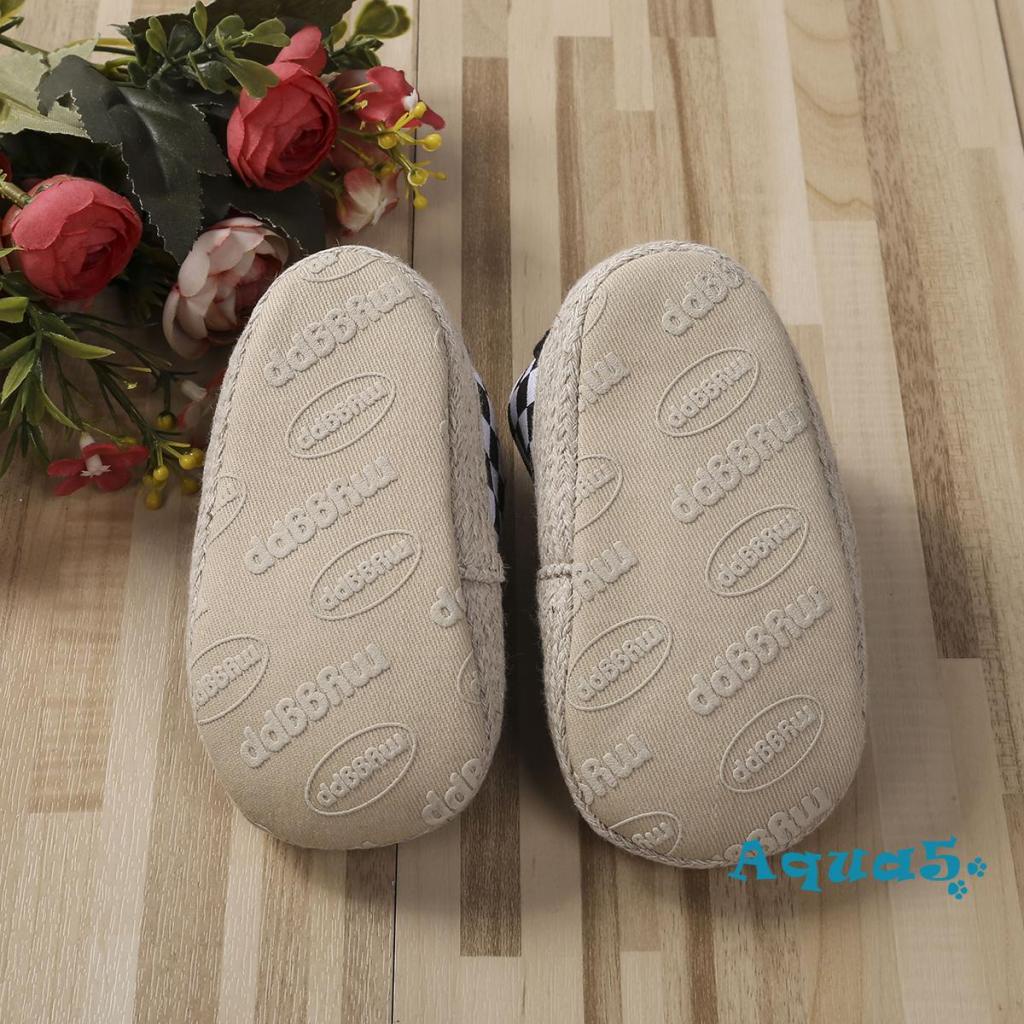 Aqq-giày Tập Đi Đế Mềm Màu Trơn / Sọc / Kẻ Ô Chống Trượt Mùa Xuân Hè Cho Bé Trai Sơ Sinh