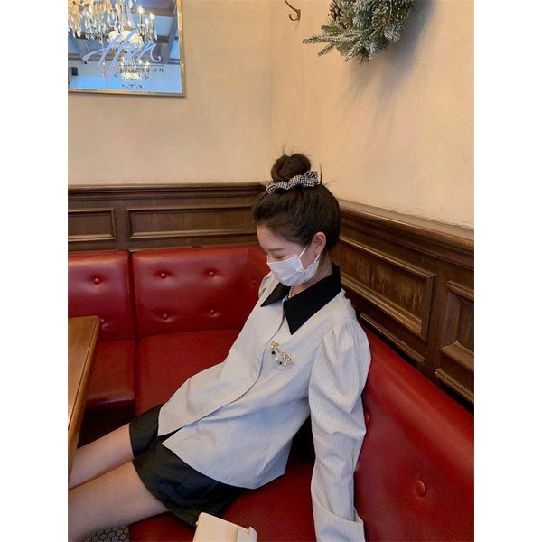 Hhjdxd2022 Áo Sơ Mi Dài Tay Dáng Rộng Phong Cách Preppy Pháp Thời Trang Mùa Thu Cho Nữ