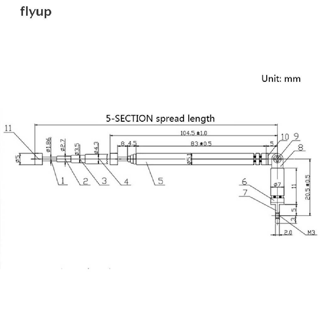 1 Ăng Ten Radio FM AM FM Thu Gọn 5 Khúc Bằng Thép Không Gỉ 37cm Thông Dụng