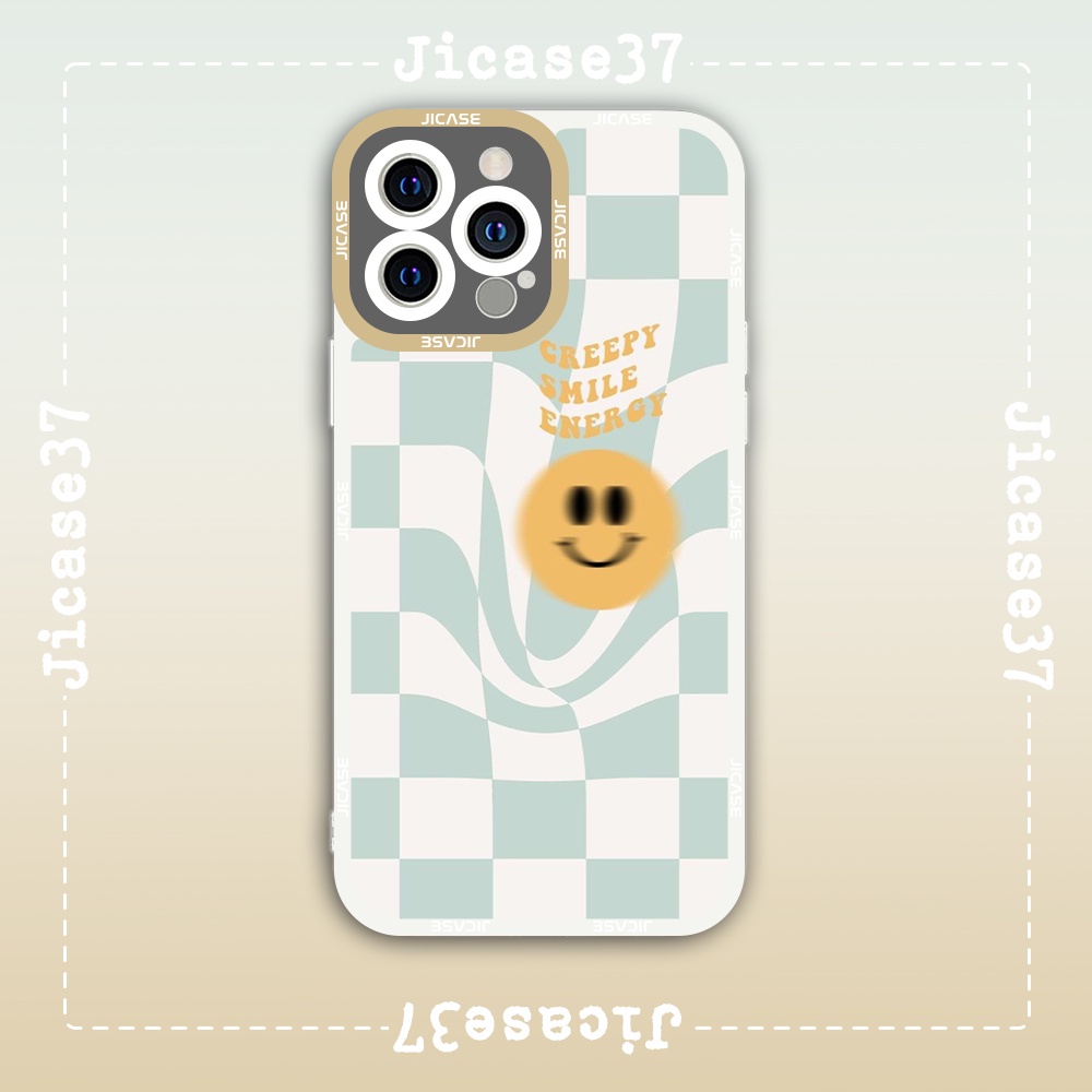 Ốp lưng iphone samsung xiaomi oppo cạnh vuông Jicase JMcase Mặt Cười Drew Smiley Face Phông Nền Sọc Kẻ