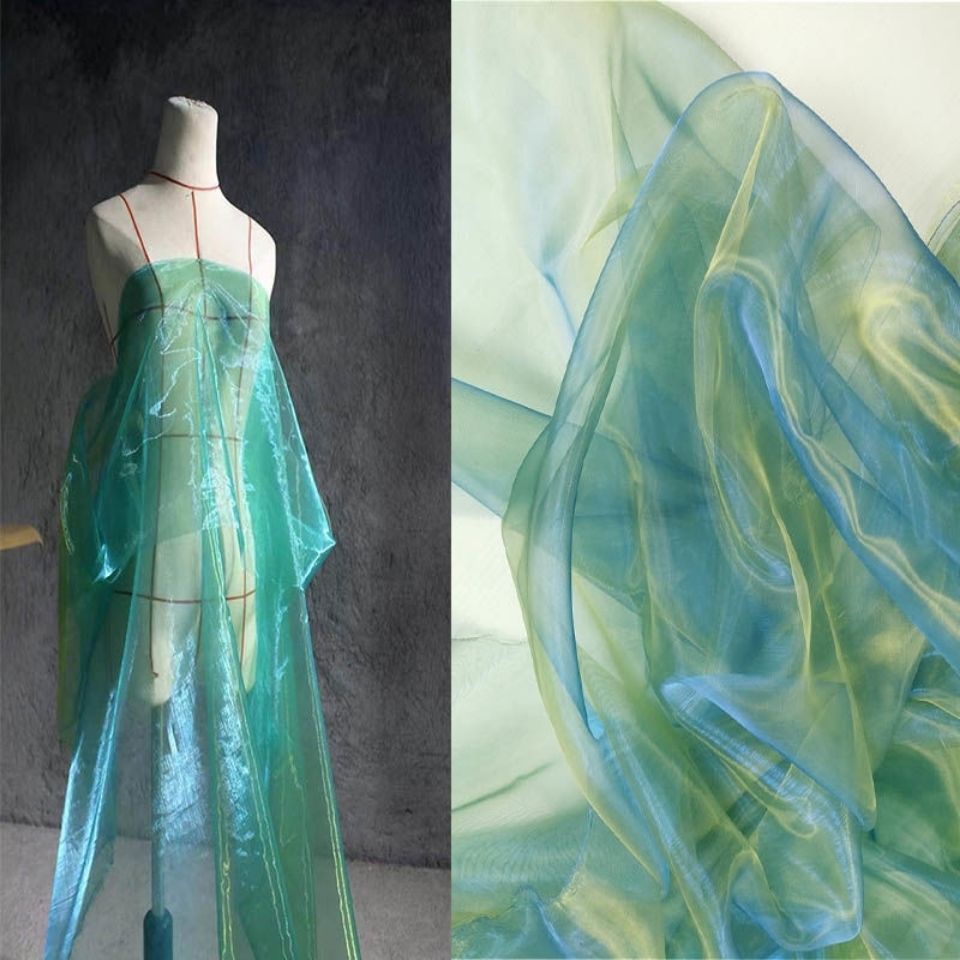 Cuộn Vải organza Hai Màu gradient Sáng Tạo 0.5m * 1.5m
