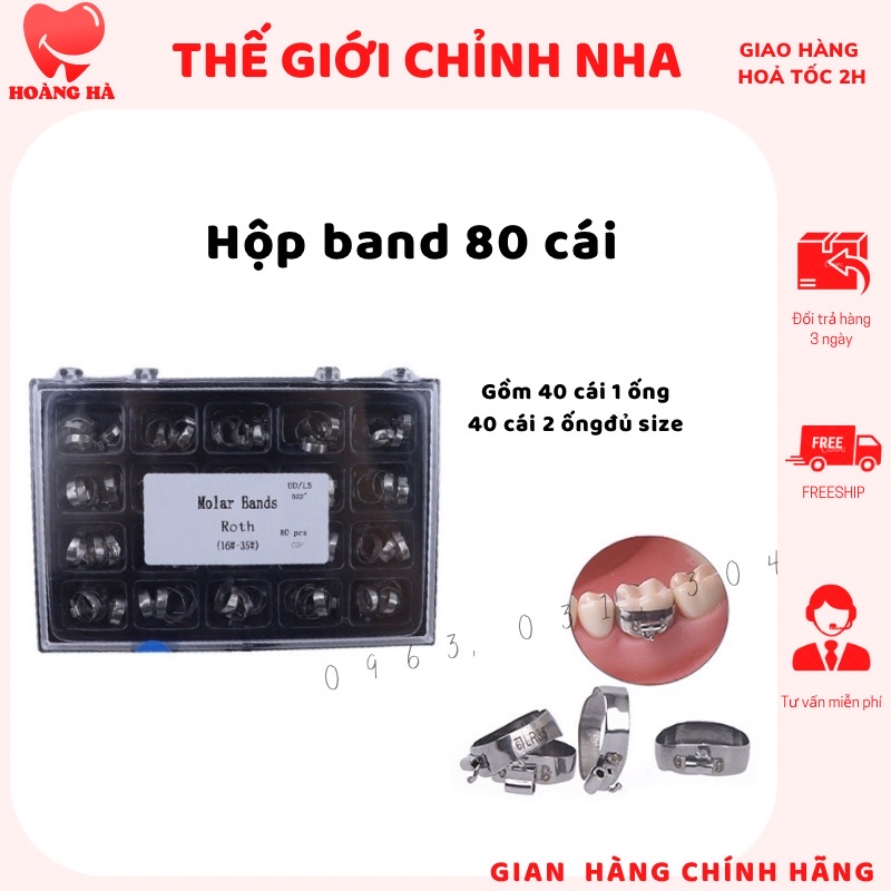 Hộp 80 band răng 6, 7 đủ size, Hộp band chỉnh nha