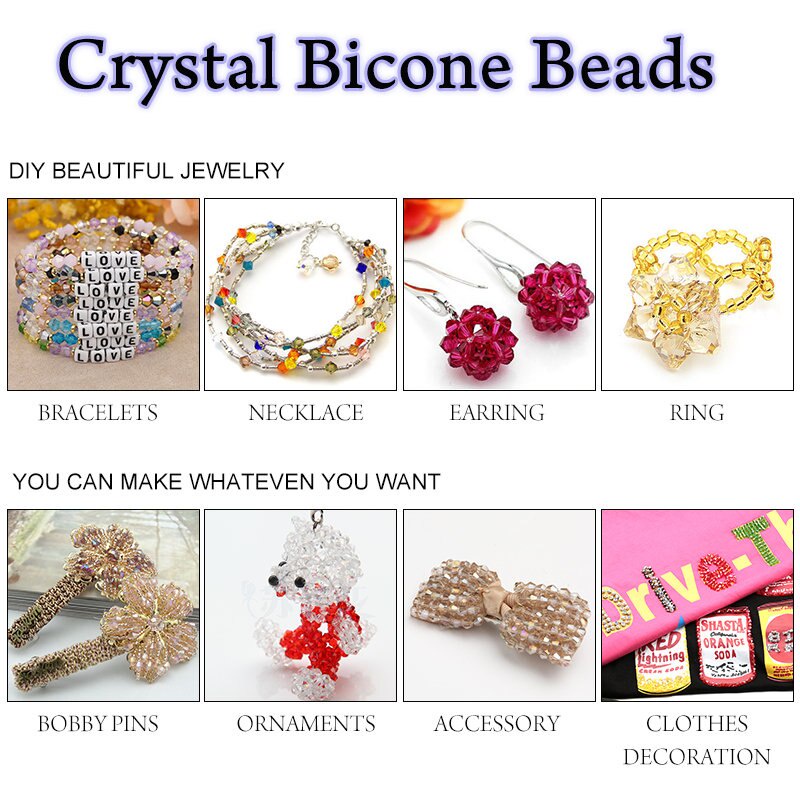 Set 100 Hạt Pha Lê Hình Nón 4MM Làm Trang Sức Thủ Công