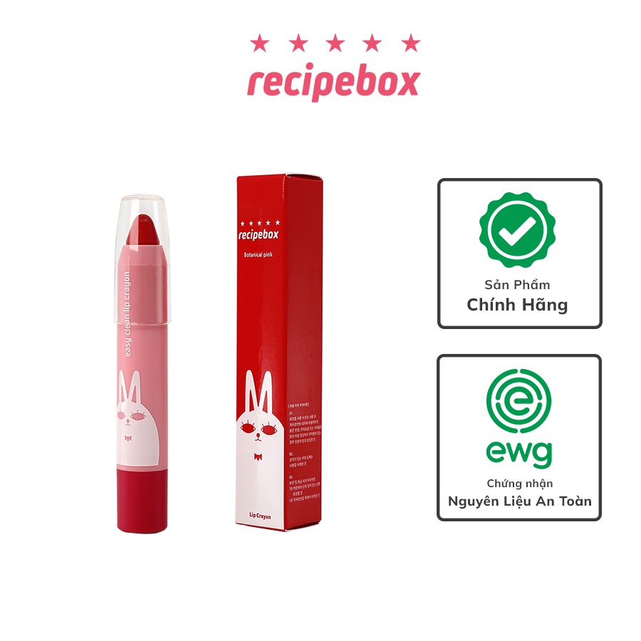 Son môi bút chì cho trẻ em RECIPEBOX Easy Clean Lip Crayon 3g