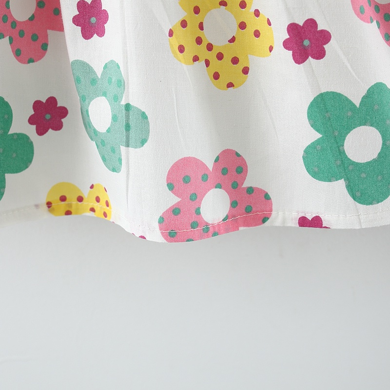 Đầm Cổ Vuông Họa Tiết Hoa Mùa Hè Phong Cách Đồng Quê Mới + Mũ Cho Bé Gái 0-3 Tuổi