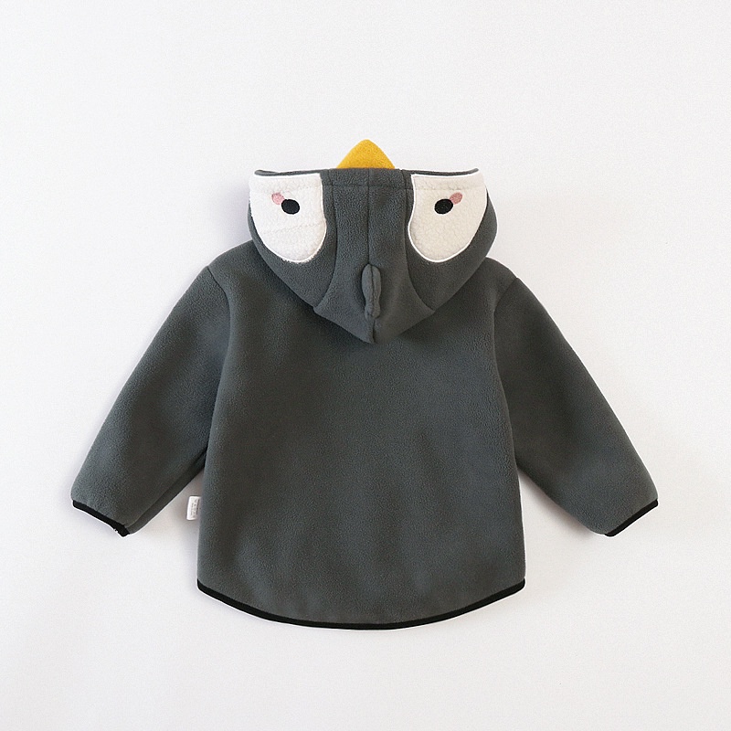 Luckycandy Áo Khoác Nhung Có Mũ Trùm Dày Dặn Thời Trang Mùa Đông Dành Cho Bé Gái