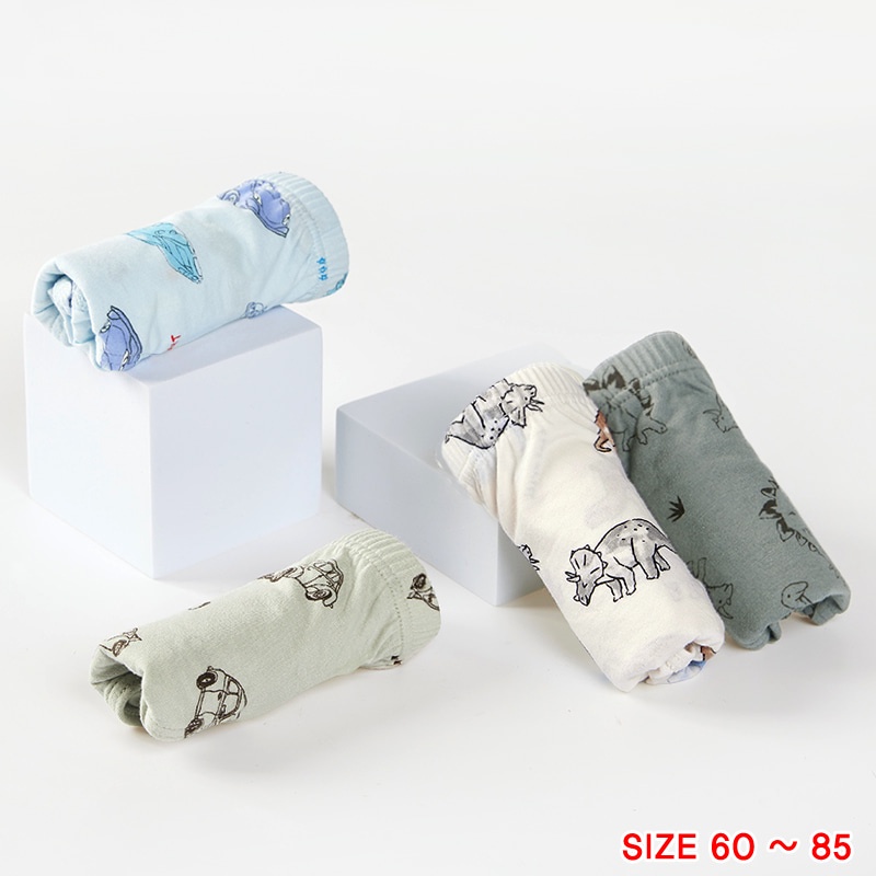 Set 4 quần chip tam giác cotton organic cho bé trai Unifriend Hàn Quốc, Size 9-35kg
