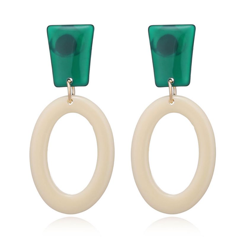 Bông Tai Hình Oval Bằng Acrylic Thời Trang Cho Nữ