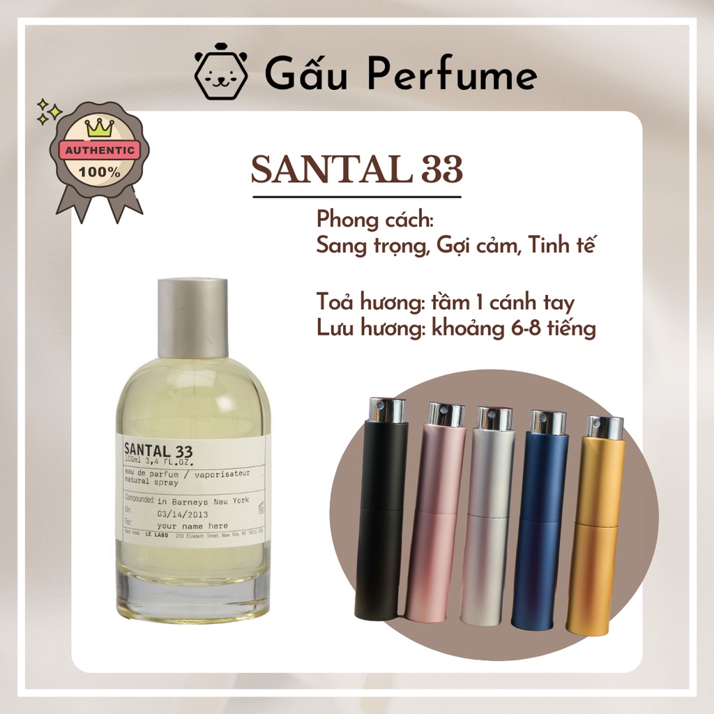 Nước hoa chiết/Mẫu thử Santal 33 (S33)