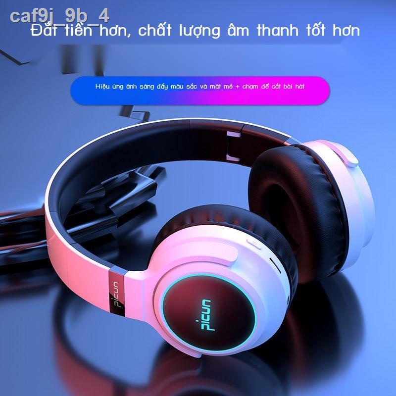 ✒ ▧Tai nghe Bluetooth không dây thẻ cắm trên đầu phát sáng loa siêu trầm K song tai nghe máy tính di động trò chơi ăn gà