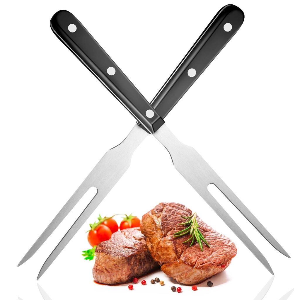 Set 2 Nĩa Nướng Thịt BBQ Chuyên Nghiệp Bằng Thép Không Gỉ Tay Cầm Gỗ