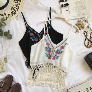 Áo 2 dây boho tua rua dạng croptop