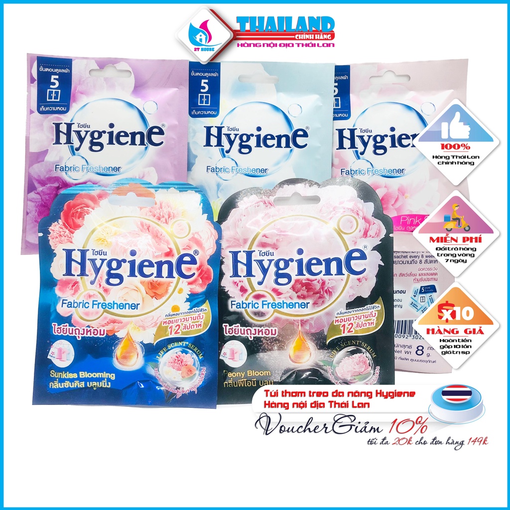 Túi thơm treo đa năng hương hoa Hygiene Thái Lan, Túi thơm treo tủ quần áo, phòng ngủ hàng nội địa Thái, 2T House Shop