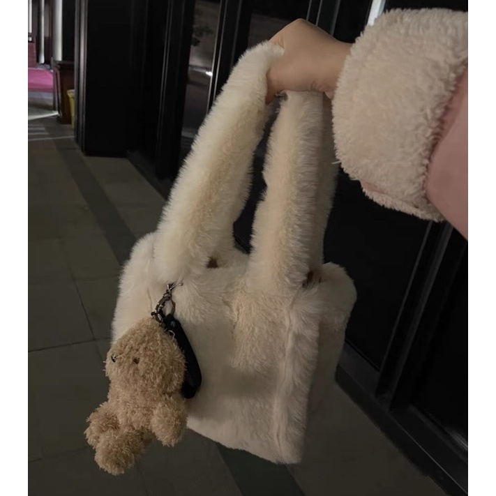Túi lông thỏ size lớn màu pastel